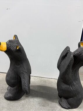 Bearfoots Black and Yellow Resin Bear Figurines -Pair Decorative BOOKENDS